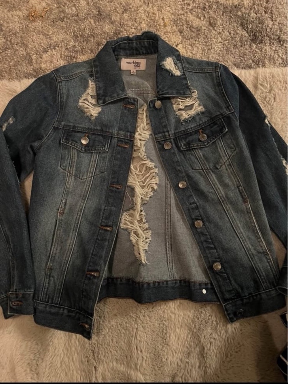 Working It Distressed Dark Wash Denim Jacket